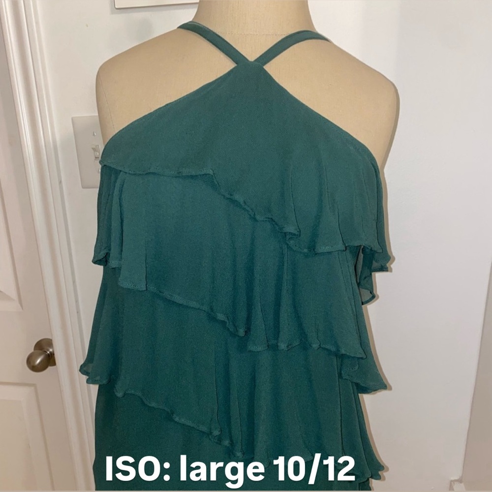 Anthropologie Green Ruffled Halter Top